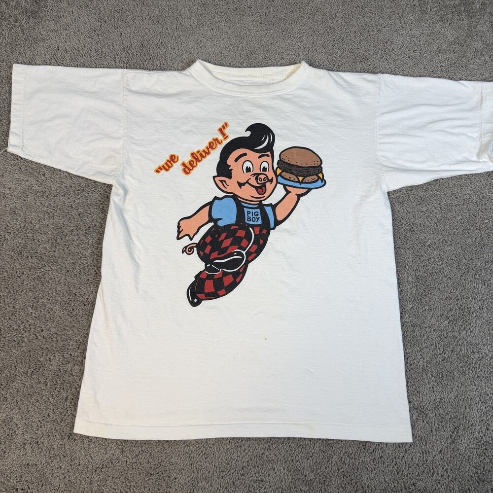Vintage Disorder Shirt Mens XL White Pigboy Burger Graphic Crew Neck Cotton